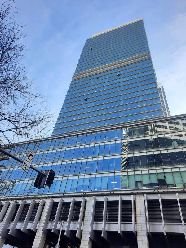 Premium commercial tower in Sydney viewed from street level